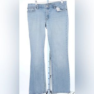 Vintage Ralph Lauren Pale Washed Light Denim Shredded Hem Jeans Size 12